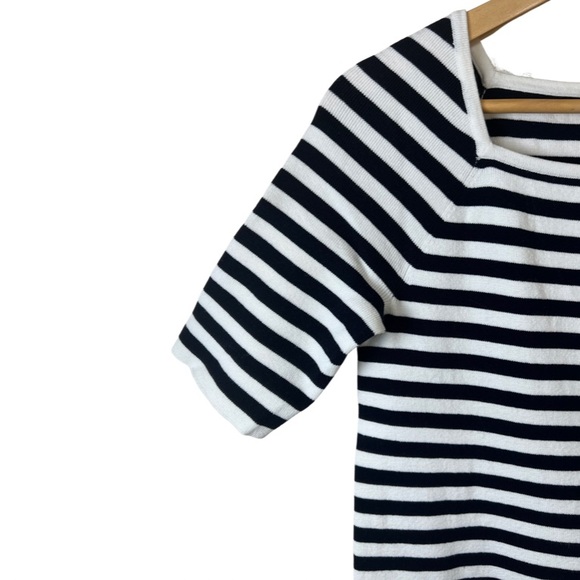 Talbots Black & White Stripe Petite Nautical Elbow Sleeve Sweater Size: MP - Picture 3 of 7